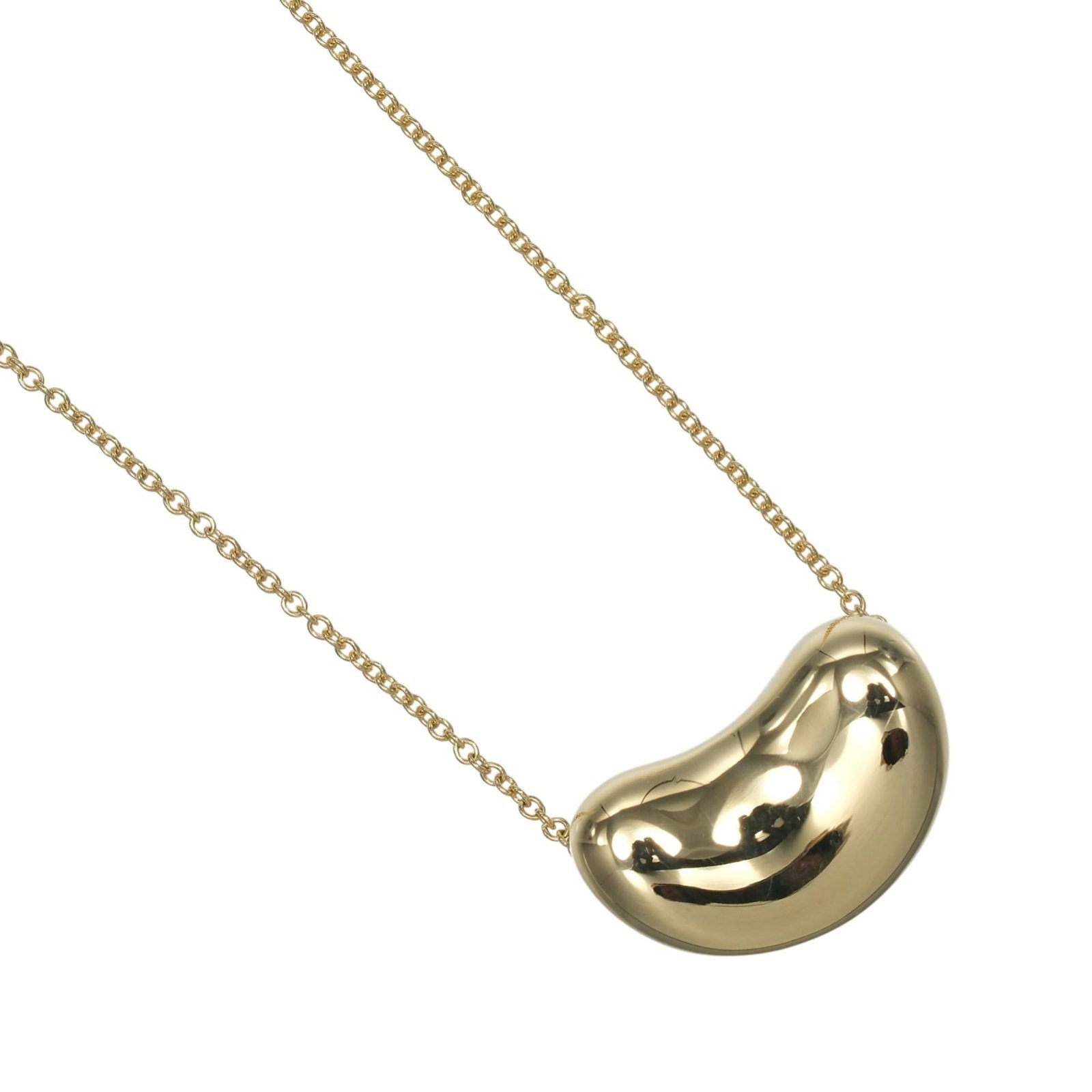 Tiffany & Co. 18k Yellow Gold Bean Necklace (approx. 7.17g): Tiffany & Co. 18k Yellow Gold Bean Necklace (approx. 7.17g) A stunning 18k yellow gold bean necklace from Tiffany & Co., this delicate chain showcases a beautiful pendant that adds a touch of elegance