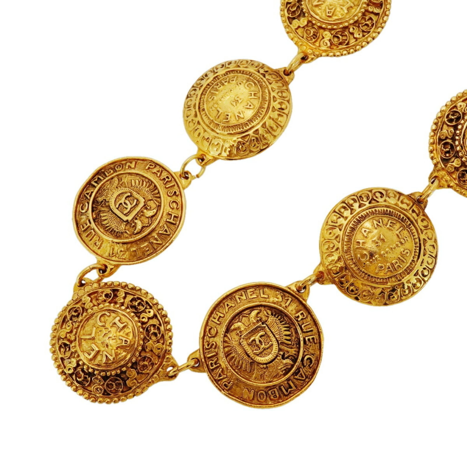 Chanel Women's Gold Plated Necklace - Coco Mark & Cambon Circle: Chanel Women's Gold Plated Necklace - Coco Mark & Cambon Circle Elevate your style with the iconic Coco Mark & Cambon Circle necklace from Chanel, a timeless classic that exudes luxury and