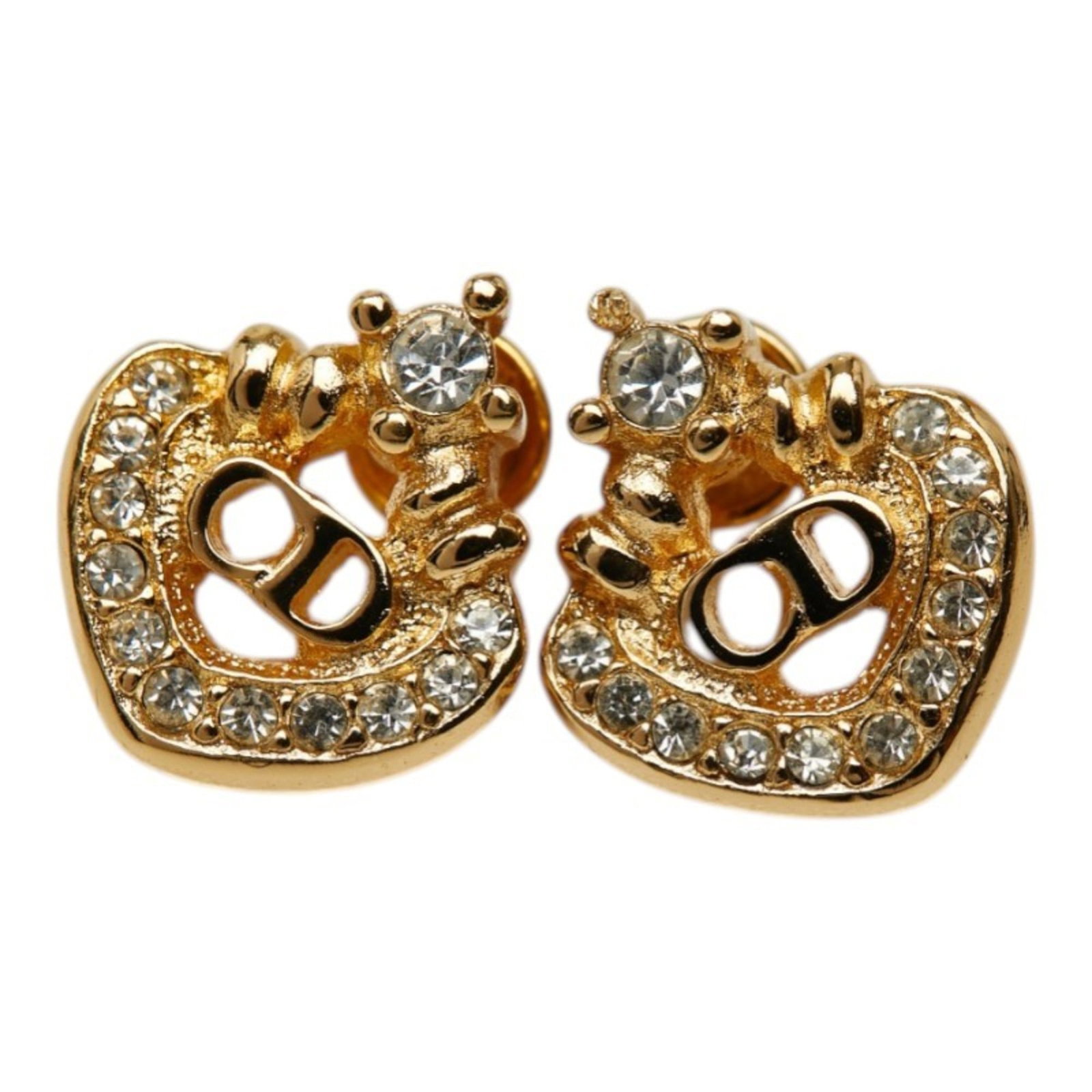 Christian Dior Stud Rhinestone Earrings: Christian Dior Stud Rhinestone Earrings Elevate your style with these stunning Christian Dior stud rhinestone earrings, boasting intricate gold details and a touch of luxury. With their sleek design