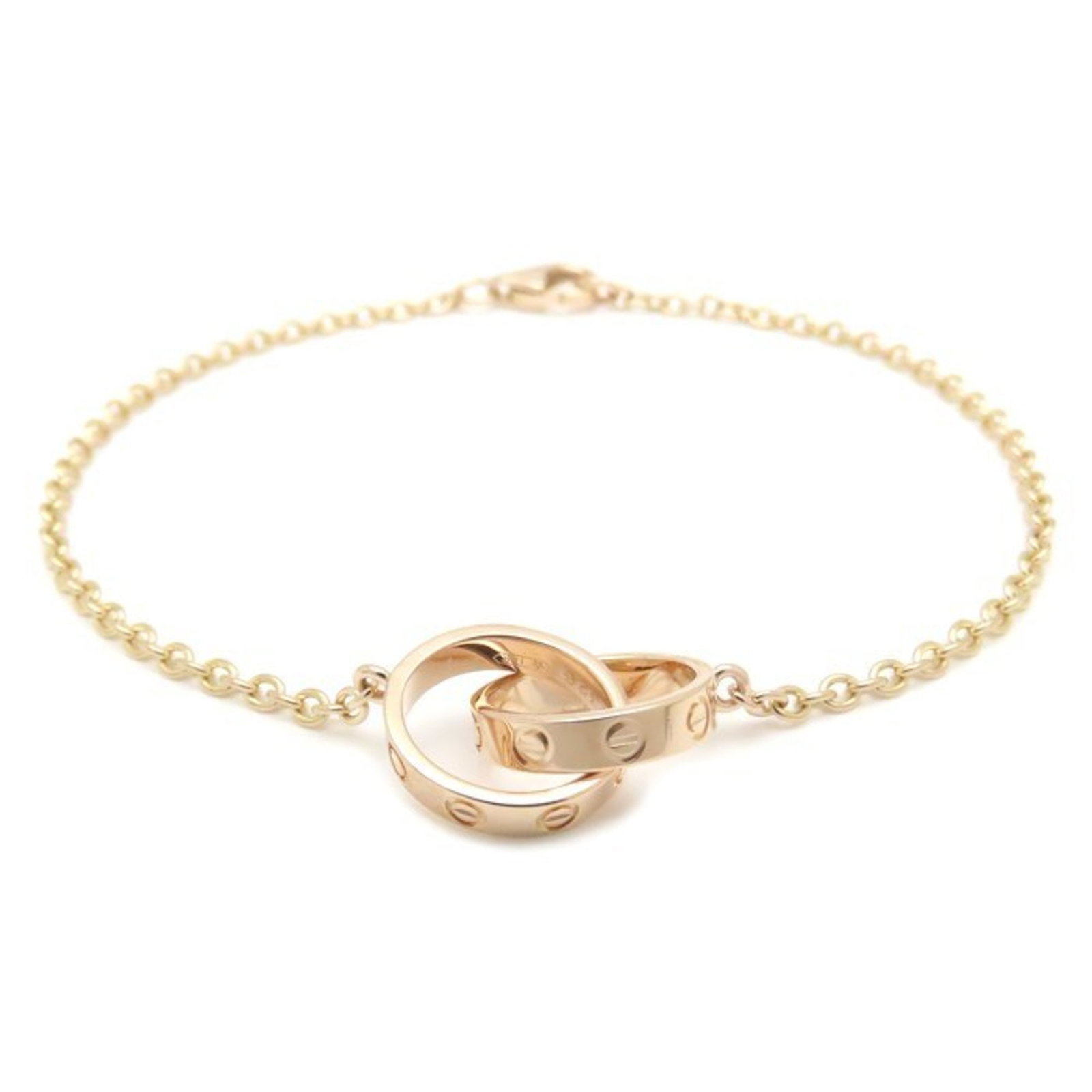 Cartier 18k Pink Gold Charm Bracelet: Cartier 18k Pink Gold Charm Bracelet Elevate your style with this exquisite Cartier 18k pink gold charm bracelet, boasting a timeless design that exudes luxury and sophistication. With its delicate le