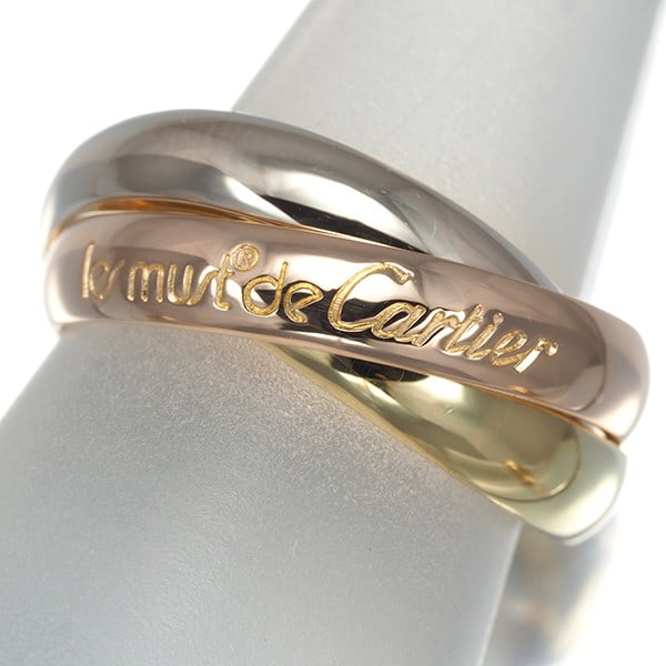 Cartier Trinity Ring in 18k 750 Yellow & White Rose Gold (Eu49): Cartier Trinity Ring in 18k 750 Yellow & White Rose Gold (Eu49) A stunning Cartier Trinity Ring in 18k multi-tone gold, expertly crafted with both yellow and white rose gold tones. This iconic design