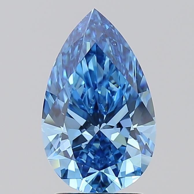 Loose Lab Diamond - IGI Pear 2.05ct Fancy Vivid Blue VVS2: Loose Lab Diamond - IGI Pear 2.05ct Fancy Vivid Blue VVS2 A rare and breathtakingly beautiful lab-grown diamond, this 2.05ct Fancy Vivid Blue pear-shaped gemstone boasts exceptional clarity (VVS2) and