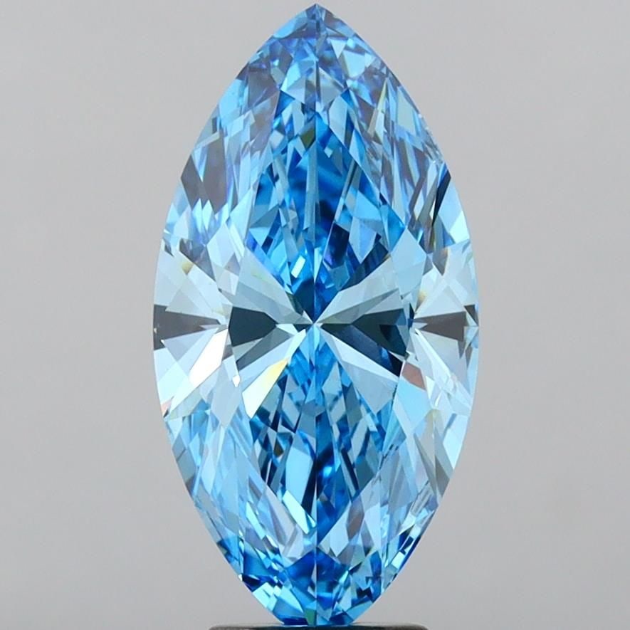 IGI Marquise 5.69ct Fancy Vivid Blue VVS2 Loose Lab Diamond: IGI Marquise 5.69ct Fancy Vivid Blue VVS2 Loose Lab Diamond Experience the breathtaking beauty of a Fancy Vivid Blue lab diamond, certified by IGI and boasting exceptional clarity (VVS2) and cut quali