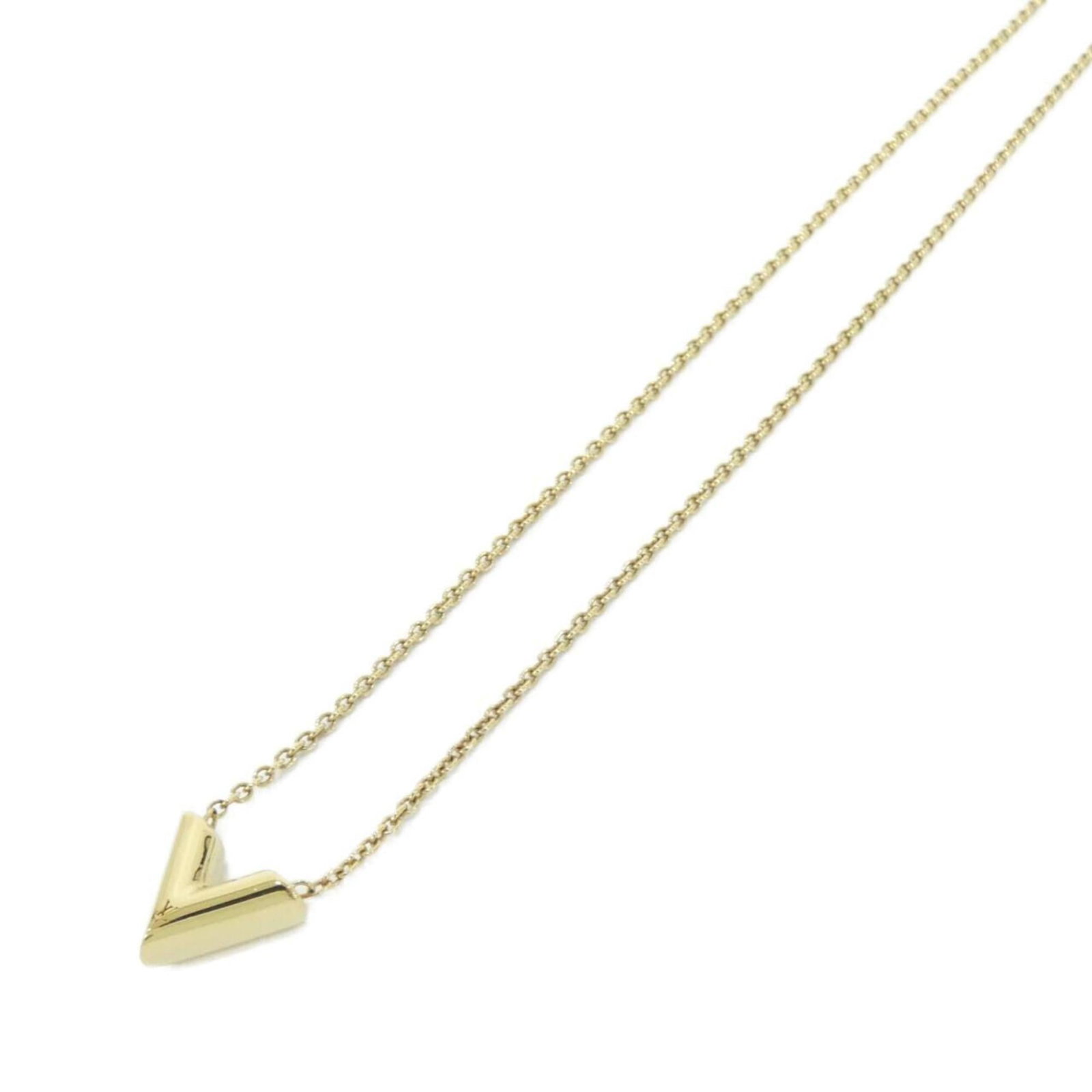 Louis Vuitton Essential V Necklace: Louis Vuitton Essential V Necklace Elevate your style with the timeless elegance of Louis Vuitton's Essential V Necklace, boasting a sleek gold pendant and adjustable chain that fits comfortably aroun