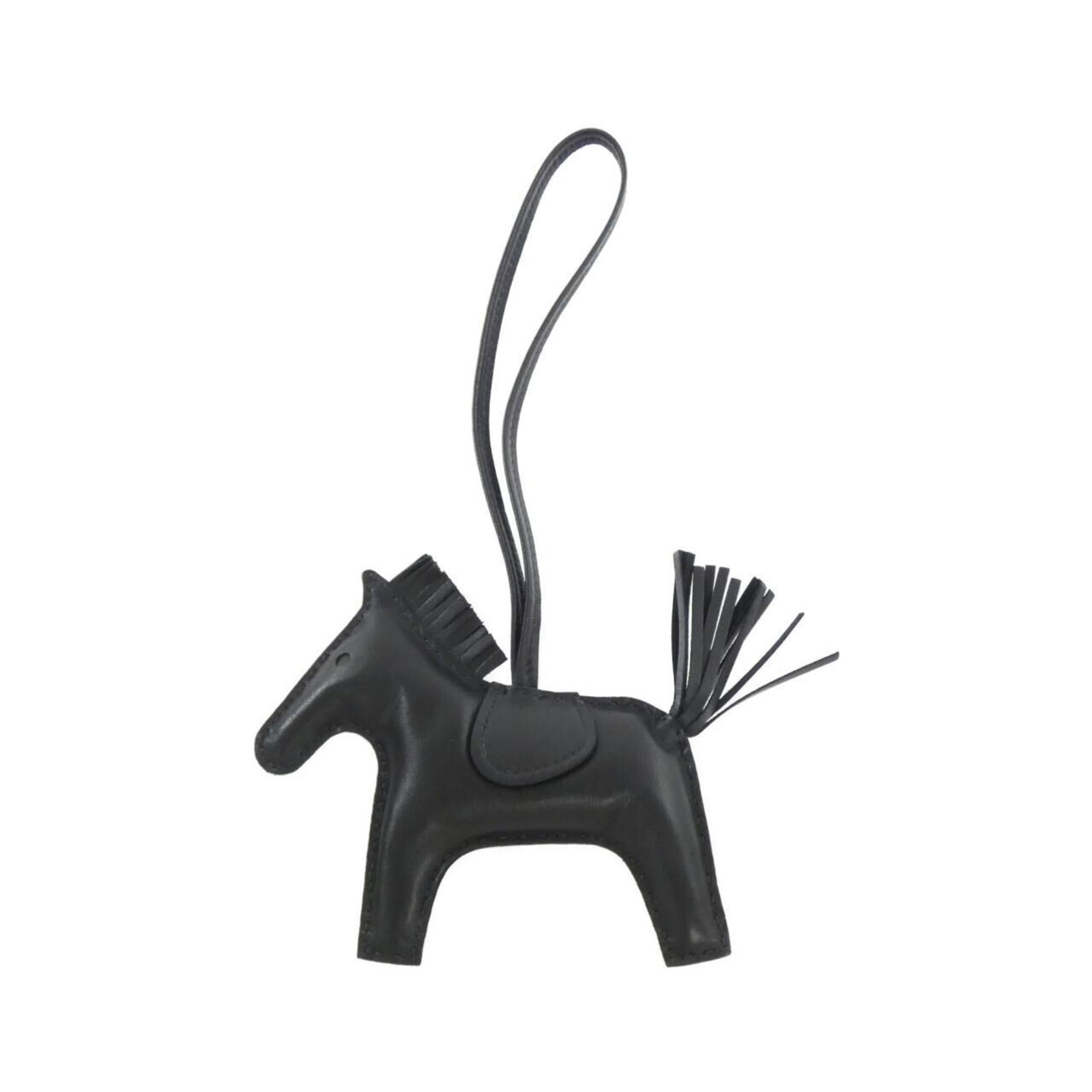 Hermes Agneau Milo Handbag Charm: Hermes Agneau Milo Handbag Charm A sleek and sophisticated accessory for the modern handbag, the Hermes Agneau Milo Handbag Charm boasts a striking black finish that adds a touch of elegance to any ba