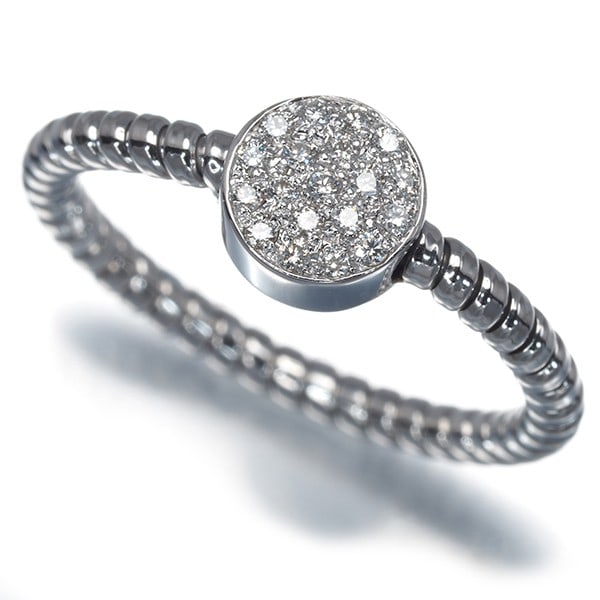 White Gold Diamond Paved Ring (18k, 750): White Gold Diamond Paved Ring (18k, 750) Elevate your style with this stunning 18k white gold diamond paved ring, set in Italy and crafted with natural beauty. The intricate design showcases a sparkli