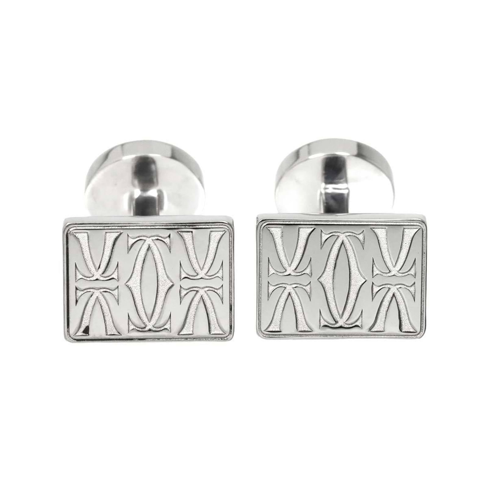 Cartier Silver 925 Cufflinks: Cartier Silver 925 Cufflinks Elevate your style with these stunning Cartier silver cufflinks, crafted from high-quality 925 sterling silver and boasting a sleek, modern design that exudes sophisticati