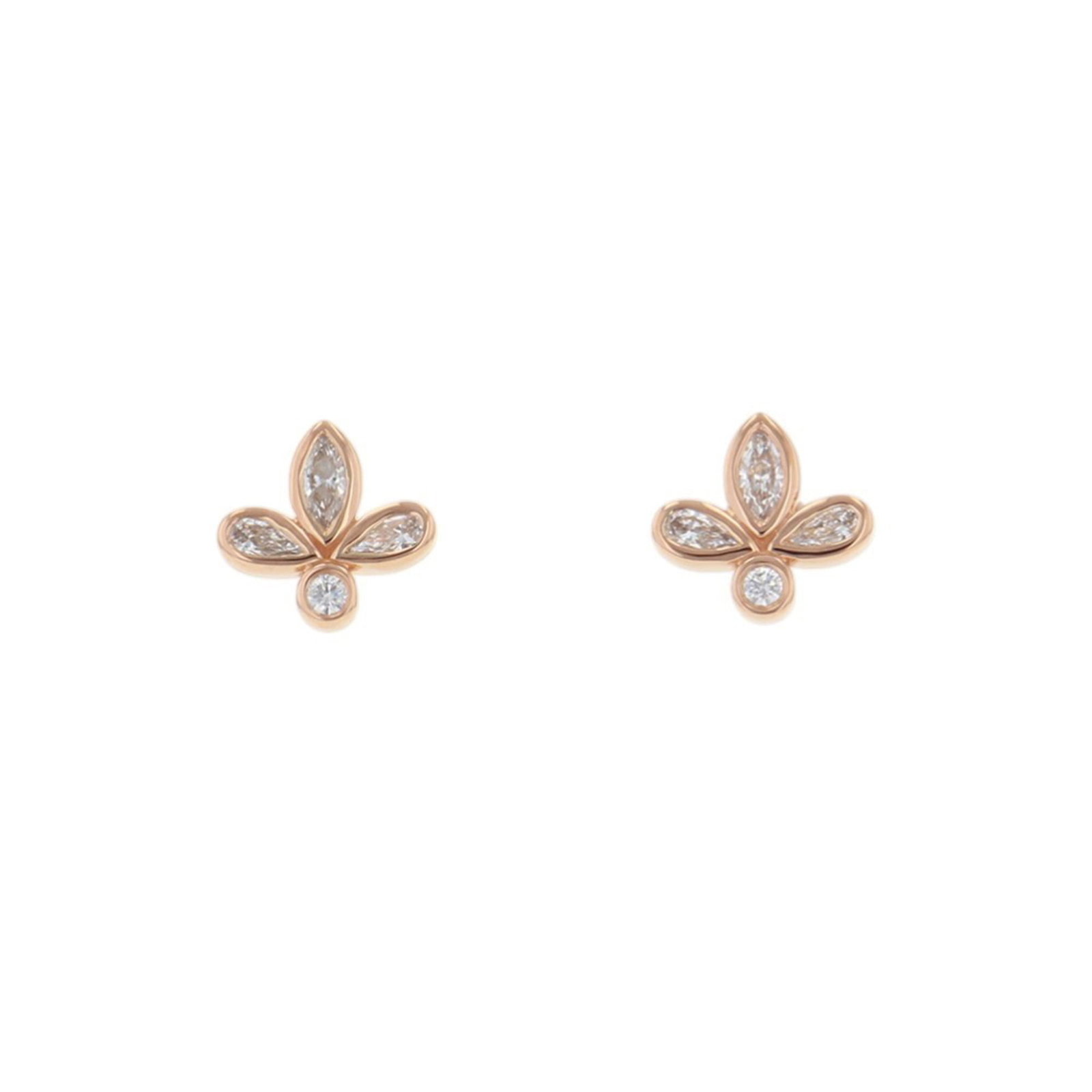 Pink Gold 18K Tiffany Stud Earrings: Pink Gold 18K Tiffany Stud Earrings Elevate your style with these stunning 18K pink gold Tiffany stud earrings, boasting two sparkling diamonds set in a delicate, rose-hued metal framework that exudes