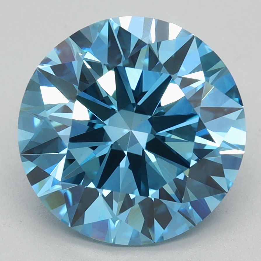 IGI Round 3.01ct Fancy Vivid Blue VVS2 Ideal Loose Lab Diamond: IGI Round 3.01ct Fancy Vivid Blue VVS2 Ideal Loose Lab Diamond Experience the unparalleled beauty of nature in this stunning 3.01ct Fancy Vivid Blue VVS2 Ideal lab-grown diamond, certified by IGI and