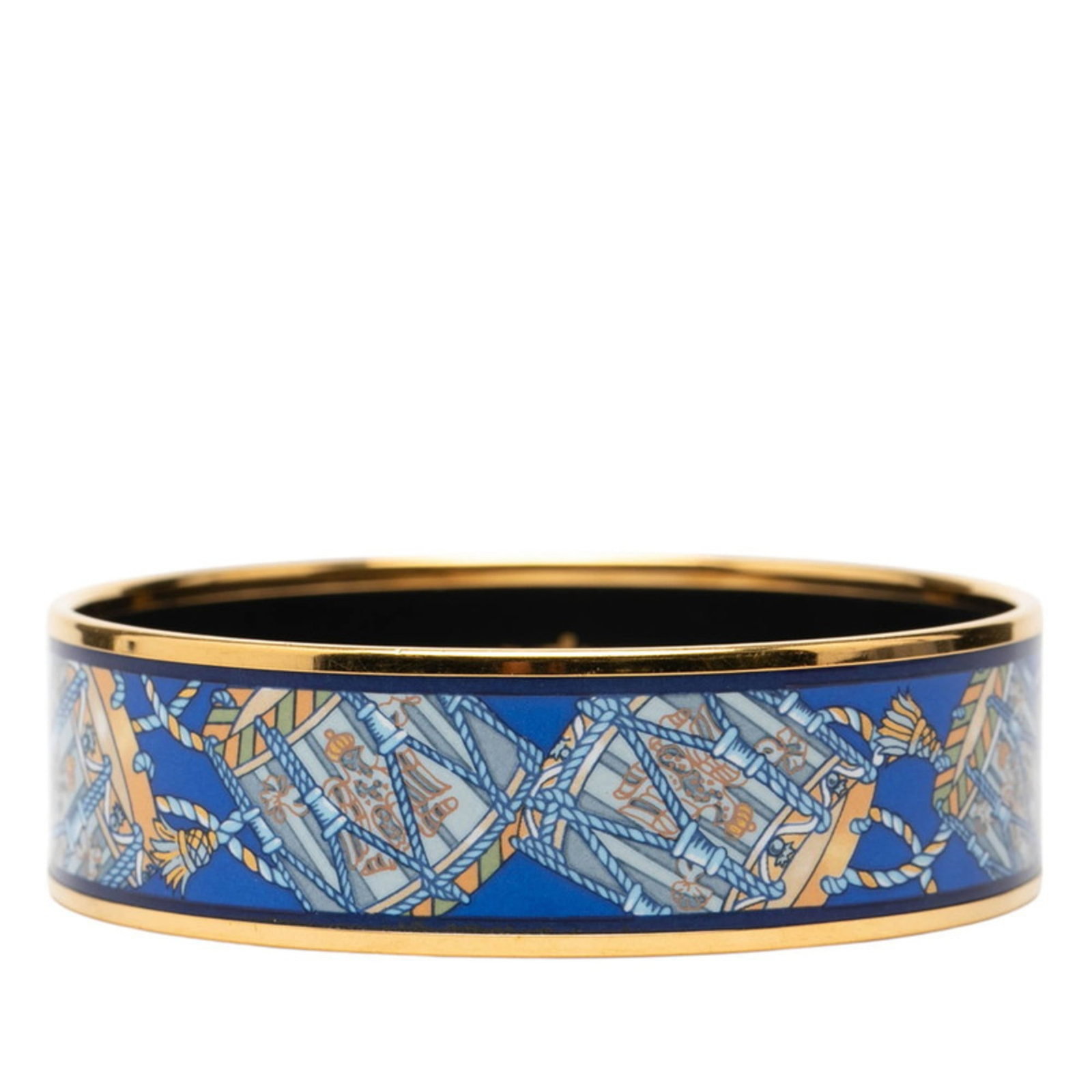 Bangle Hermes: Bangle Hermes A pre-owned Hermes bangle in gold and multi-color, measuring 20cm in length, offers a touch of luxury to any outfit. With its classic design and high-quality materials, this bangle is a