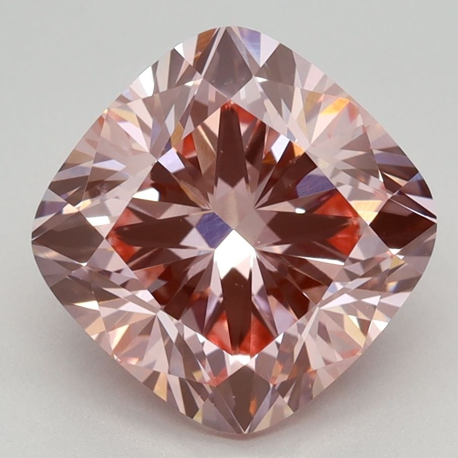 Loose Lab Diamond - IGI Cushion Brilliant 3.19ct Fancy Vivid Pink VVS2: Loose Lab Diamond - IGI Cushion Brilliant 3.19ct Fancy Vivid Pink VVS2 Experience the rare beauty of a lab-grown diamond, certified by the International Gemological Institute (IGI) as a Fancy Vivid Pi