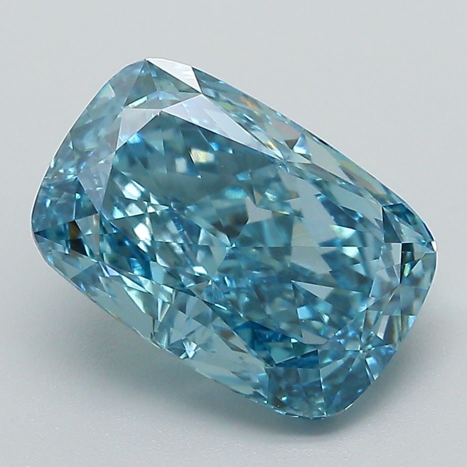 Loose Lab Diamond - IGI Cushion Modified 3.78ct Fancy Vivid Blue VVS2: Loose Lab Diamond - IGI Cushion Modified 3.78ct Fancy Vivid Blue VVS2 A stunning Fancy Vivid Blue lab diamond, certified by the International Gemological Institute (IGI), boasts exceptional clarity an