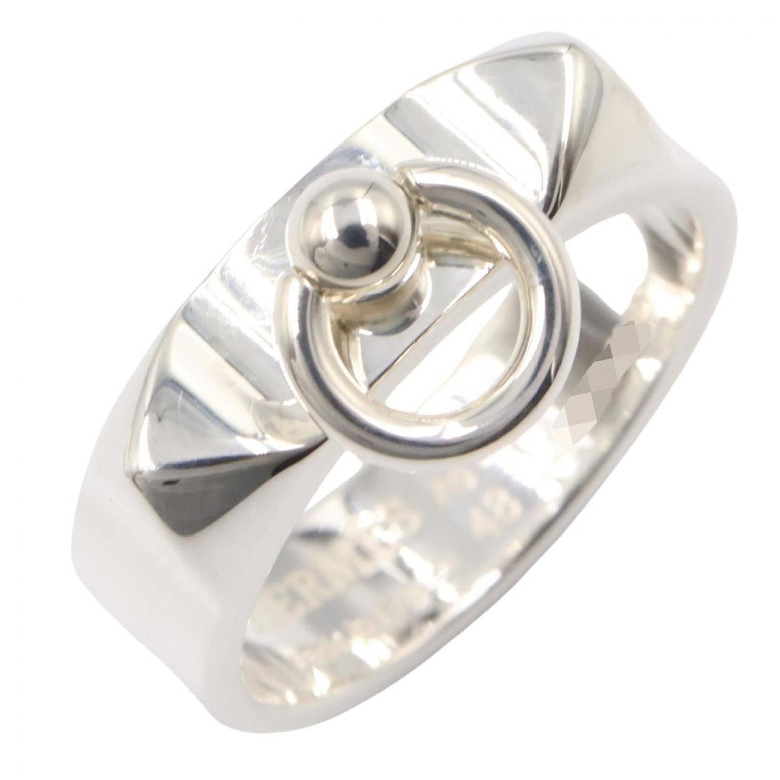 Hermes Silver 925 Band Ring: Hermes Silver 925 Band Ring A sleek and sophisticated silver band ring from the iconic French fashion house Hermes, crafted from high-quality 925 sterling silver for a touch of luxury on any wrist. Wi