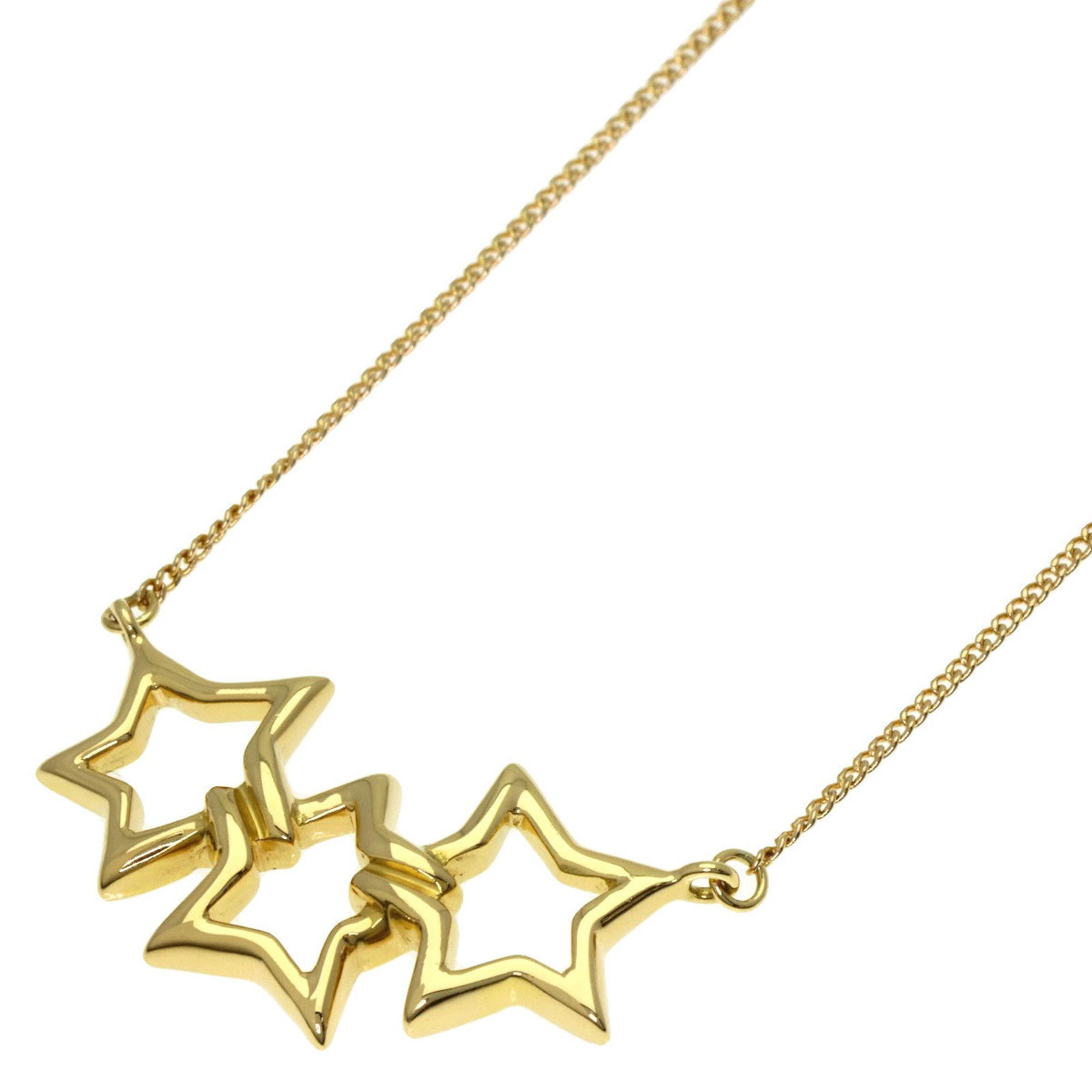 Tiffany & Co. Triple Star Necklace in 18K Yellow Gold: Tiffany & Co. Triple Star Necklace in 18K Yellow Gold Elevate your style with the iconic Tiffany & Co. Triple Star Necklace in 18K yellow gold. This timeless piece boasts three sparkling stars set aga