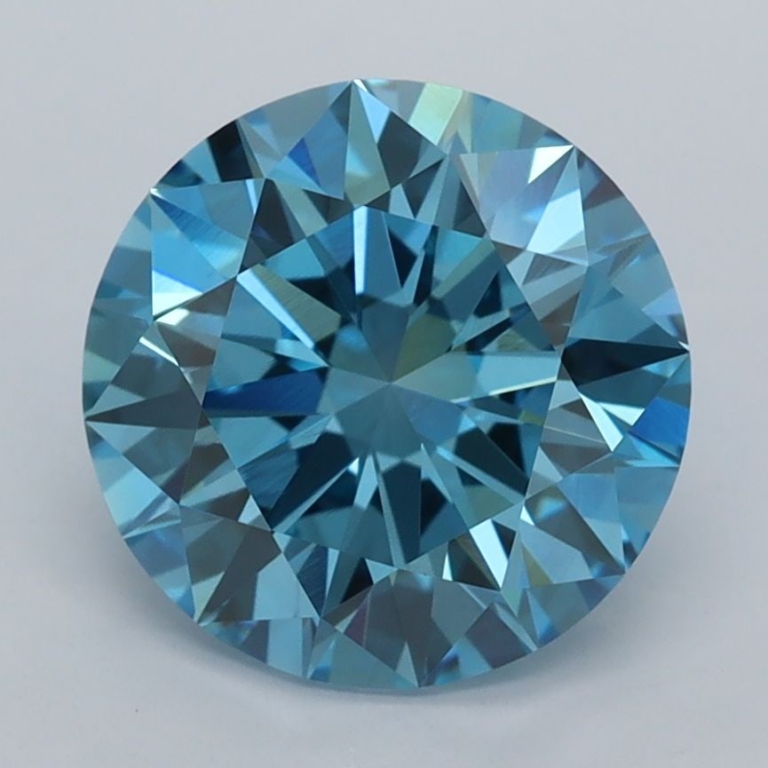 IGI Round 3.05ct Fancy Vivid Blue VVS2 Ideal Loose Lab Diamond: IGI Round 3.05ct Fancy Vivid Blue VVS2 Ideal Loose Lab Diamond Experience the breathtaking beauty of a lab-grown Fancy Vivid Blue diamond, certified by IGI and boasting exceptional clarity (VVS2) and