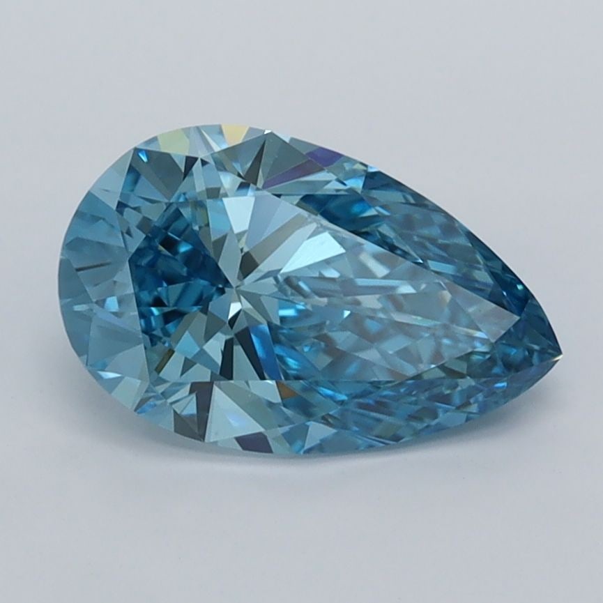 Loose Lab Diamond - IGI Pear 1.42ct Fancy Vivid Blue VVS1: Loose Lab Diamond - IGI Pear 1.42ct Fancy Vivid Blue VVS1 Experience the unparalleled beauty of a lab-grown diamond, certified by the International Gemological Institute (IGI) as Fancy Vivid Blue,