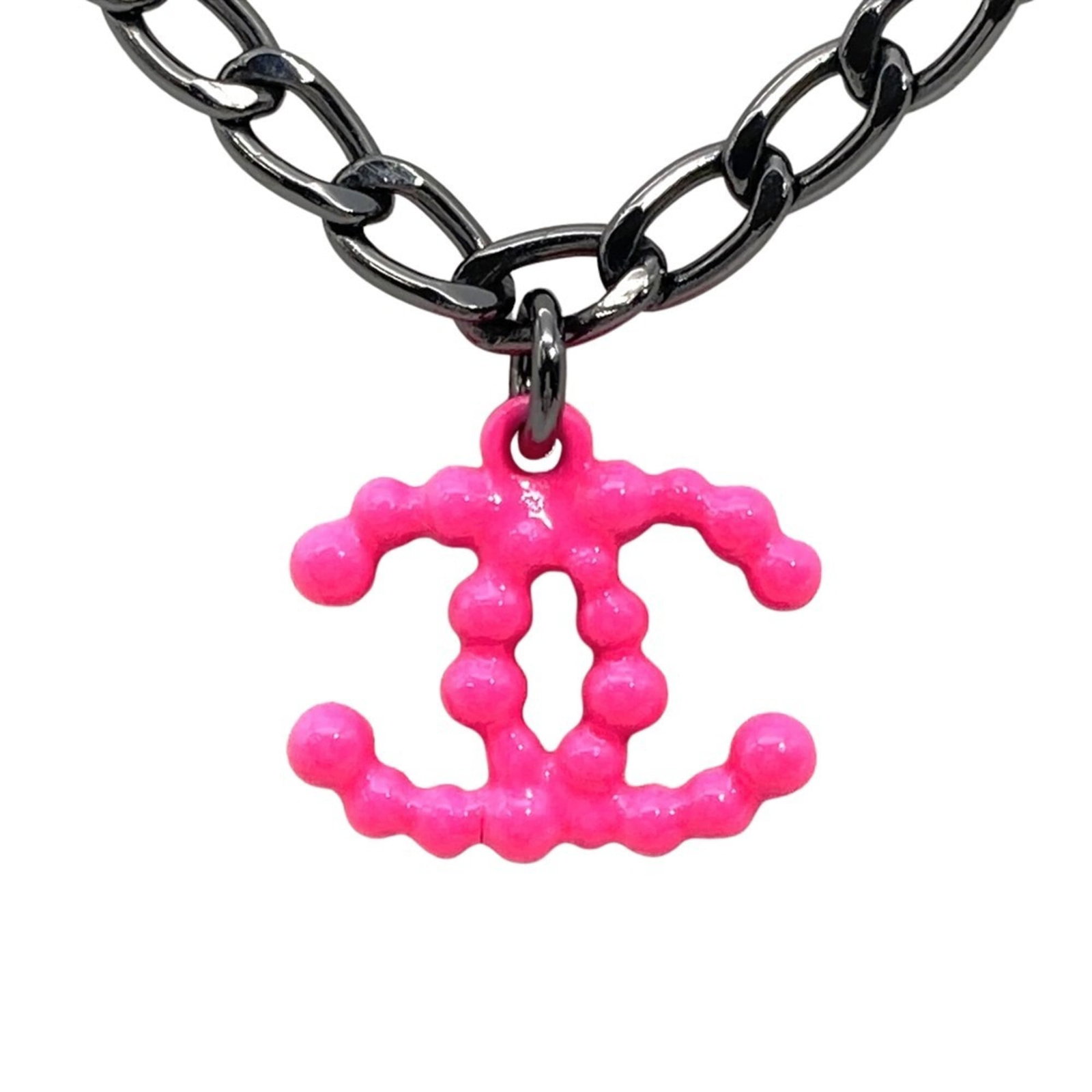 Women's - CHANEL Coco Mark Necklace - Metal - 04A - Pink - Black: Women's - CHANEL Coco Mark Necklace - Metal - 04A - Pink - Black Elevate your style with the iconic CHANEL Coco Mark Necklace, boasting a chic pink hue and sleek metal design that exudes effortless el