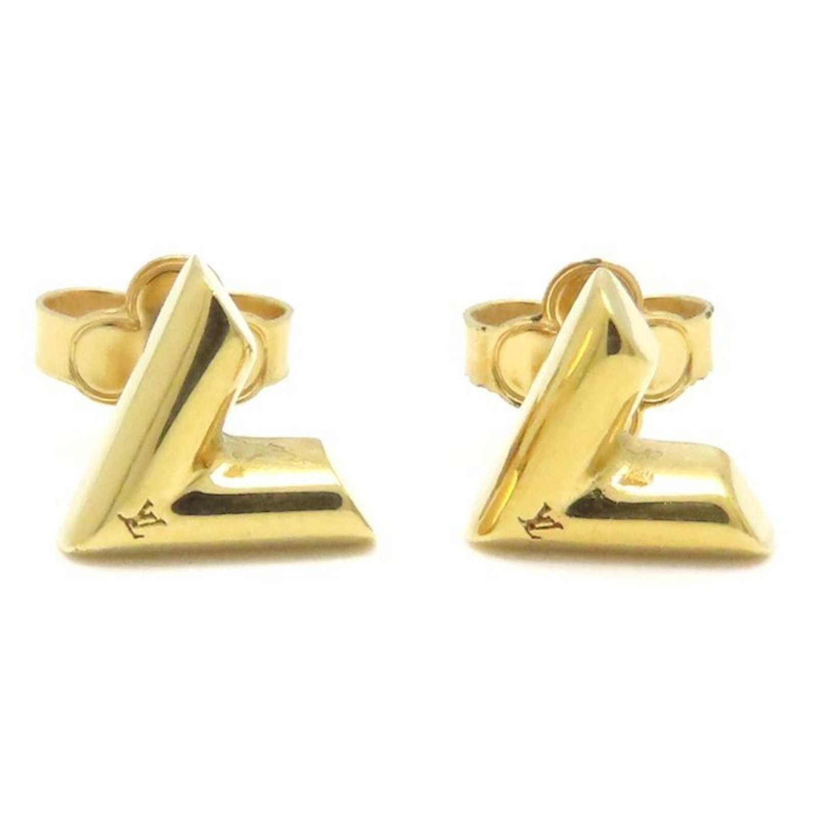 Metal - Louis Vuitton Stud Earrings Gold Plating: Metal - Louis Vuitton Stud Earrings Gold Plating Elevate your style with these luxurious Louis Vuitton stud earrings, crafted from gold plating and adorned with the iconic LV monogram. With their slee