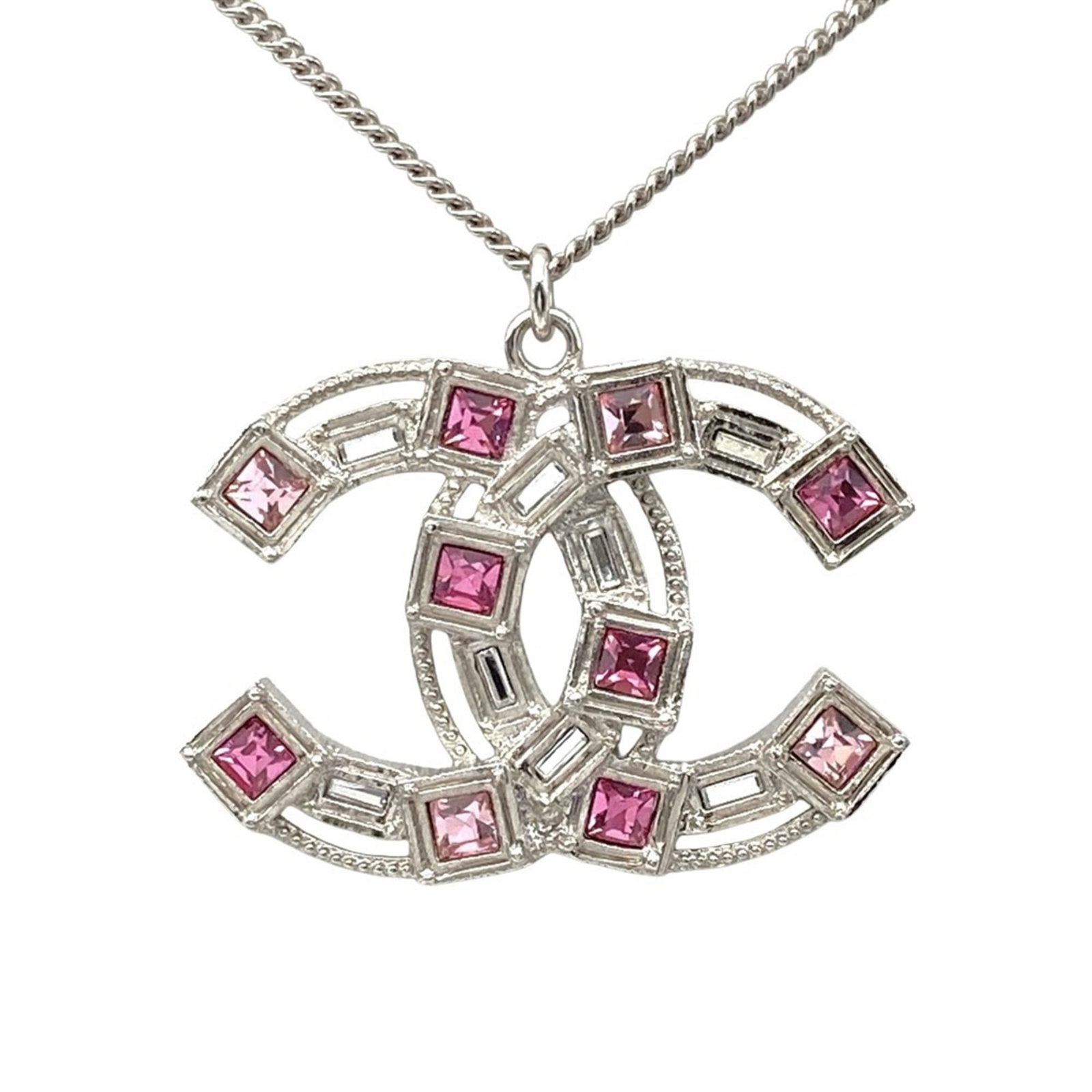 Women's - CHANEL Coco Mark Long Necklace - Metal - B17S - Pink Rhinestones - Silver: Women's - CHANEL Coco Mark Long Necklace - Metal - B17S - Pink Rhinestones - Silver Add a touch of timeless elegance to your wardrobe with the iconic CHANEL Coco Mark Long Necklace, boasting delicate