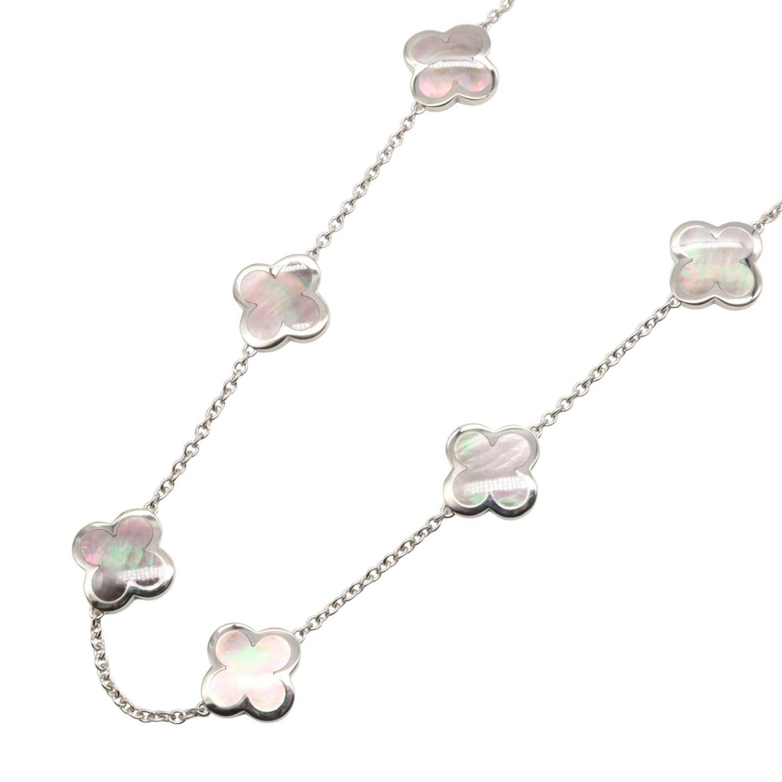 Black - Van Cleef & Arpels Pure Alhambra Mother-of-Pearl 9-Motif Necklace - 18K White Gold (18KWG): Black - Van Cleef & Arpels Pure Alhambra Mother-of-Pearl 9-Motif Necklace - 18K White Gold (18KWG) - Mother-of-Pearl - Women's - Silver Elevate your elegance with the iconic Van Cleef & Arpels Pure Al
