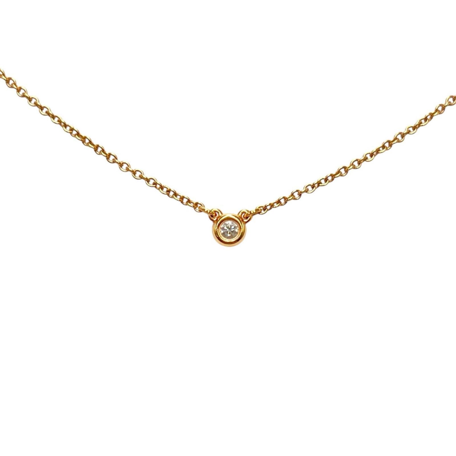 Tiffany & Co. 18K Pink Gold Necklace with 1 Diamond for Women: Tiffany & Co. 18K Pink Gold Necklace with 1 Diamond for Women Elegant and sophisticated, this 18K pink gold necklace from Tiffany & Co. shines with a single exquisite diamond, adding a touch of luxury
