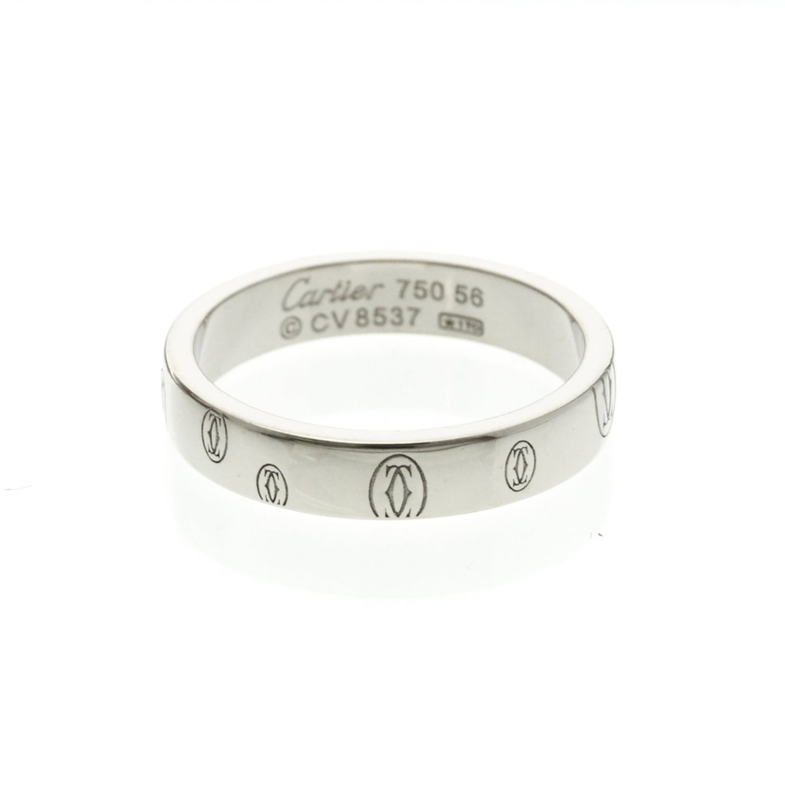 Cartier 18k White Gold Band Ring: Cartier 18k White Gold Band Ring Elegant and sophisticated, this Cartier 18k white gold band ring is a timeless accessory for any occasion. Its slender 4.1mm width and 7.5 US size make it a versatile