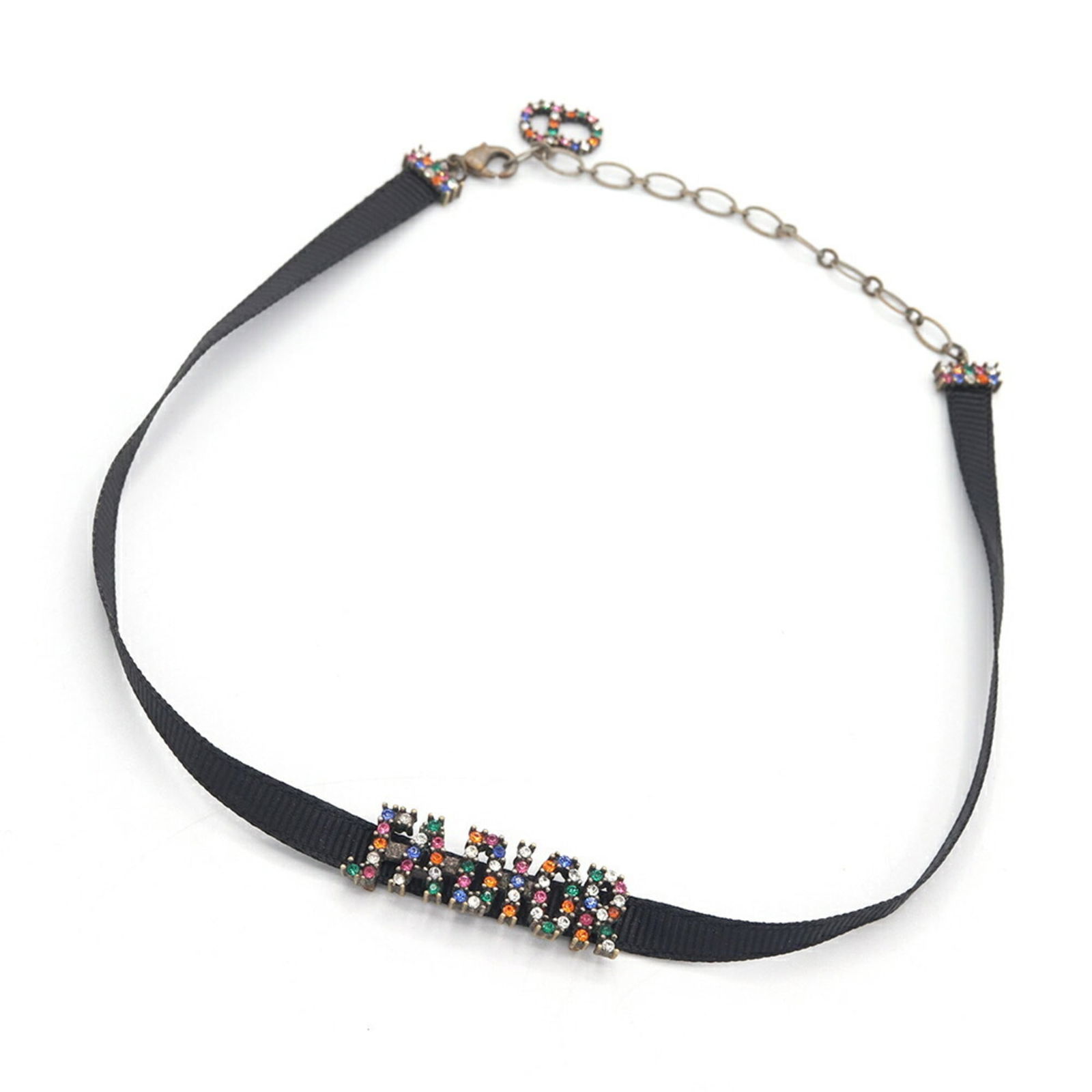 Christian Dior J'ADIOR Choker N0681ADRCY Black Multicolor Fabric Metal Rhinestone Necklace for Women: Christian Dior J'ADIOR Choker N0681ADRCY Black Multicolor Fabric Metal Rhinestone Necklace for Women Elevate your evening look with the iconic Christian Dior J'ADIOR choker necklace, boasting a striki