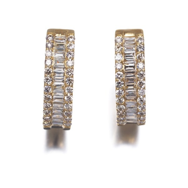 Gold Diamond 0.35Ct/ 0.35Ct Hoop Tapered-Cut Earrings 18K 750 Yellow (1 of 3)