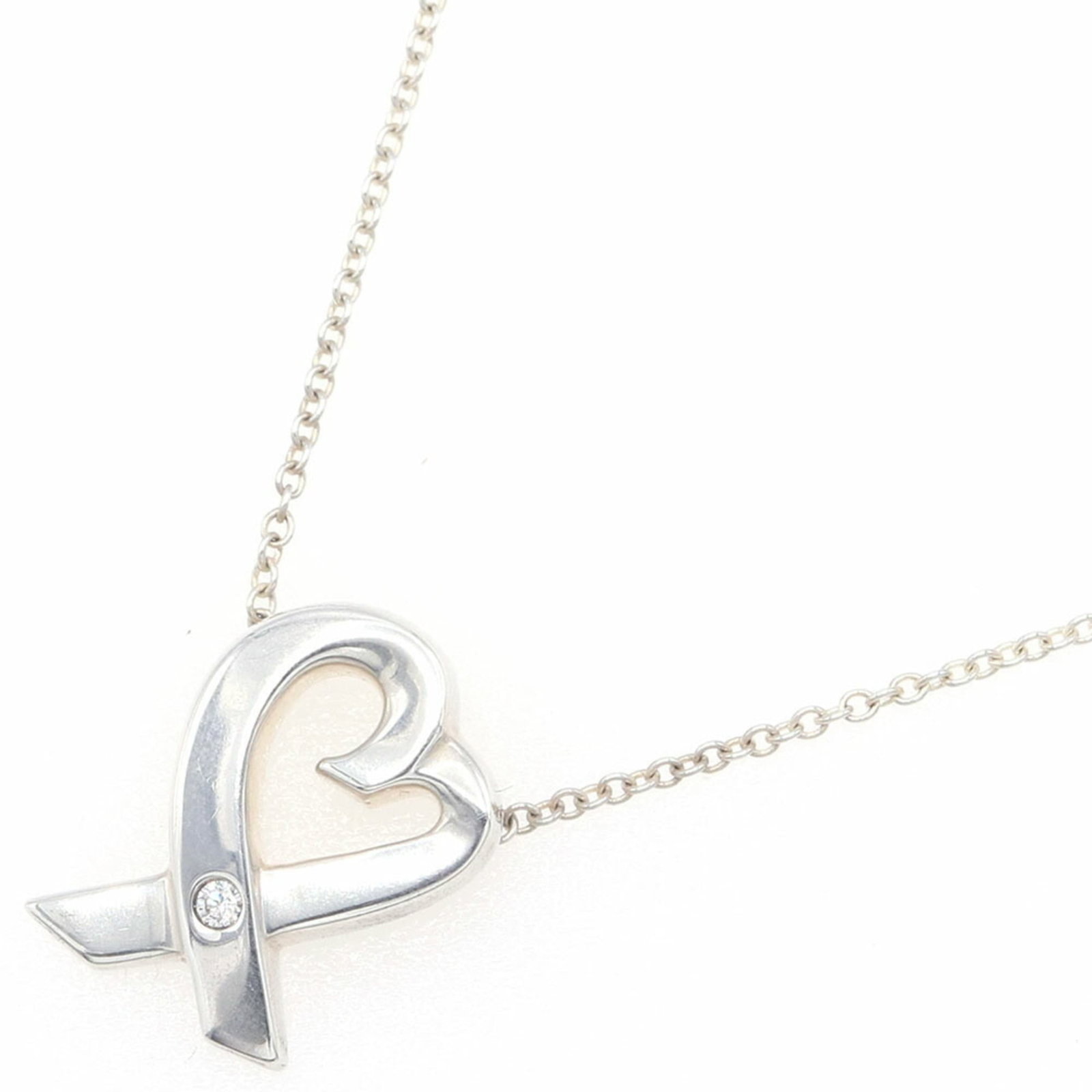 Tiffany & Co. Paloma Picasso Loving Heart Diamond Pendant Necklace in Sterling Silver (Women's): Tiffany & Co. Paloma Picasso Loving Heart Diamond Pendant Necklace in Sterling Silver (Women's) Elevate your style with the timeless Tiffany & Co. Paloma Picasso Loving Heart Diamond Pendant Necklace
