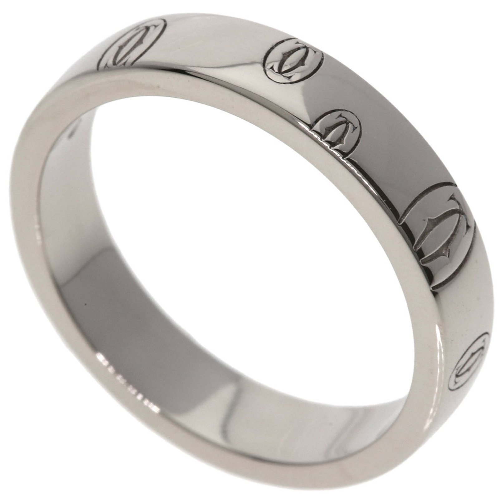 Cartier 18k White Gold Band Ring: Cartier 18k White Gold Band Ring A stunning Cartier band ring in 18k white gold, perfect for adding a touch of luxury to any outfit. With its sleek design and high-quality materials, this piece is har