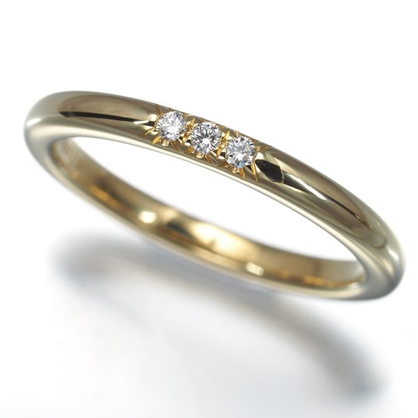 Yg Tiffany&Co. Ring Diamond Tiffany Forever Wedding Band 2Mm 3P Us3.75 18K: Yg Tiffany&Co. Ring Diamond Tiffany Forever Wedding Band 2Mm 3P Us3.75 18K Elevate your wedding ring collection with the timeless elegance of Tiffany & Co.'s 18k yellow gold diamond engagement band, e