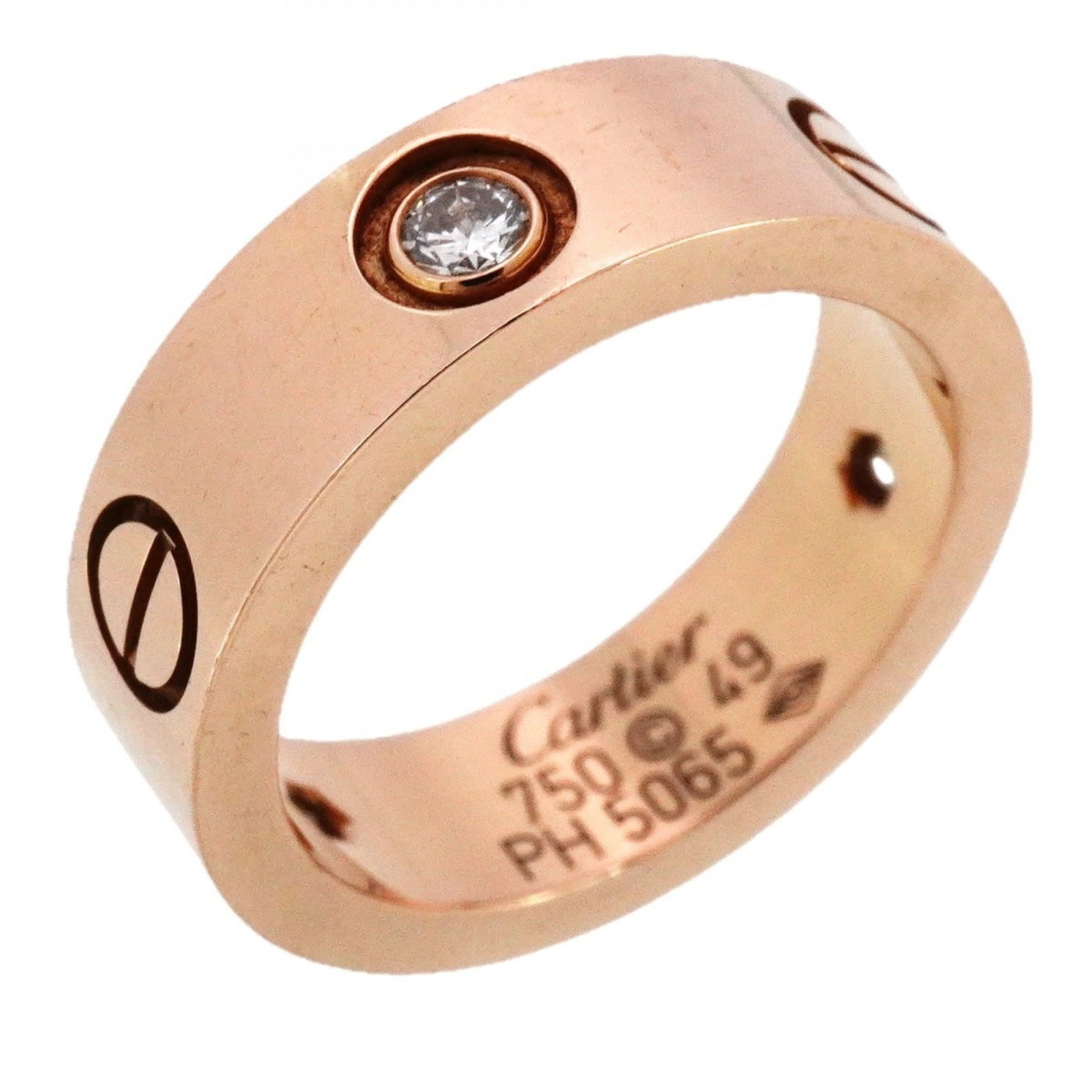 Pink Gold 18k Cartier Band Ring: Pink Gold 18k Cartier Band Ring A stunning Cartier band ring in 18k pink gold, adorned with a diamond stone, adds a touch of elegance to any outfit. With its classic design and luxurious material, thi