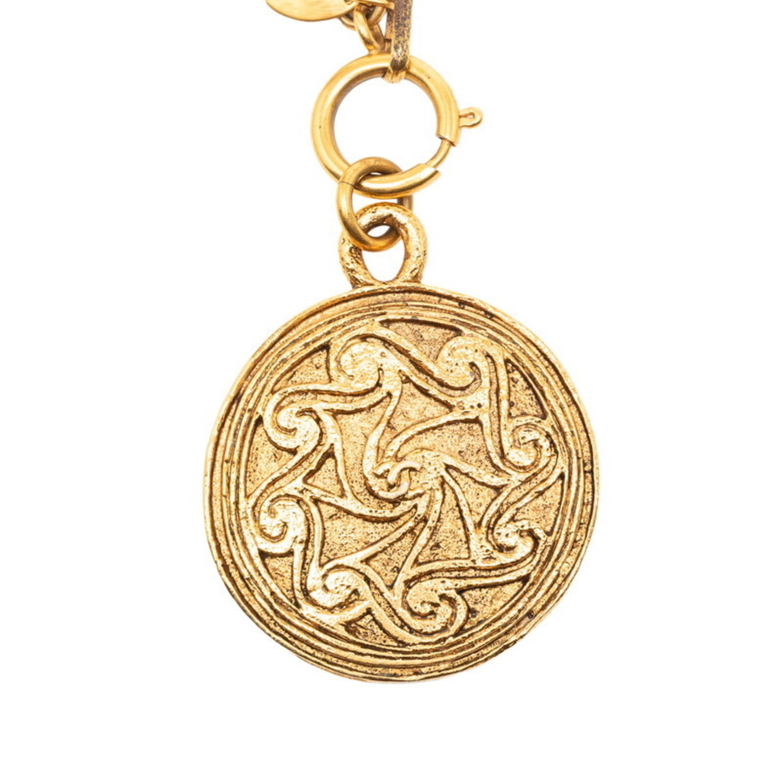 Vintage Chanel Coco Mark Necklace in Gold Plated: Vintage Chanel Coco Mark Necklace in Gold Plated Elevate your style with the iconic Coco Mark necklace from vintage Chanel, featuring a stunning gold plated pendant that adds a touch of sophistication