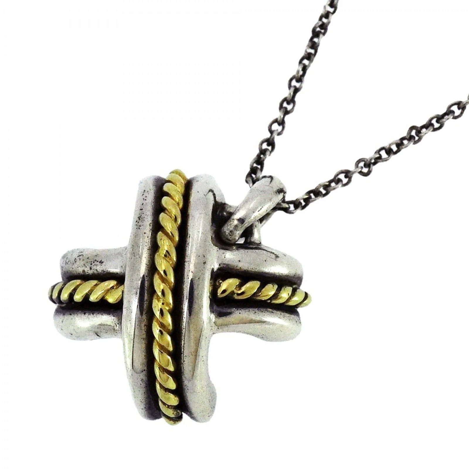 Tiffany Signature Necklace in 18K Yellow Gold & 925 Silver: Tiffany Signature Necklace in 18K Yellow Gold & 925 Silver A stunning Tiffany Signature Necklace in 18K yellow gold and 925 silver, the perfect blend of luxury and elegance. With its sleek design and