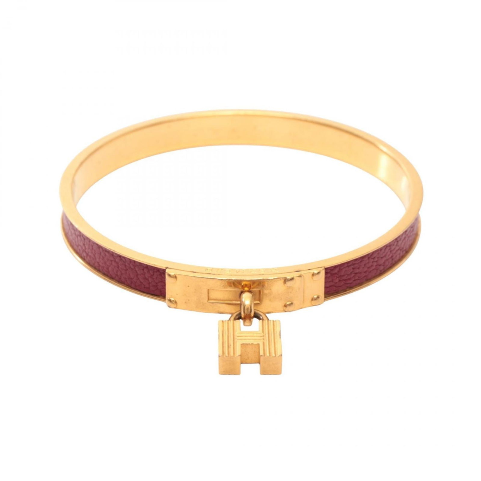 Leather - Hermes Bangle Gold Plating: Leather - Hermes Bangle Gold Plating Add a touch of luxury to your everyday style with this iconic Hermes gold plating bangle, crafted from high-quality leather and adorned with intricate details that