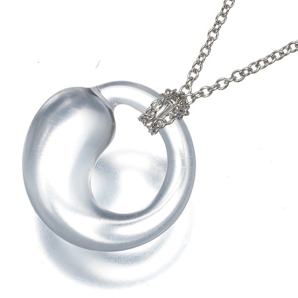 Platinum Tiffany&Co. Necklace Lock Crystal Eternal Circle 950: Platinum Tiffany&Co. Necklace Lock Crystal Eternal Circle 950 A stunning platinum pendant from Tiffany & Co.'s iconic Eternal Circle collection, adorned with a natural crystal that shines brightly aga