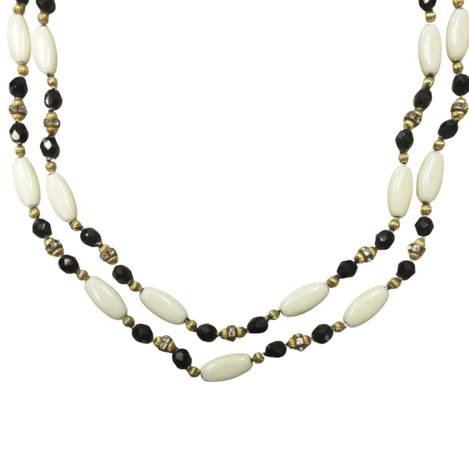 Women's - CELINE Old Celine Long Necklace - Accessory - Jewelry - Vintage - 132cm - White - Black: Women's - CELINE Old Celine Long Necklace - Accessory - Jewelry - Vintage - 132cm - White - Black A rare vintage Celine necklace, the iconic long chain is a timeless piece that exudes elegance and sop