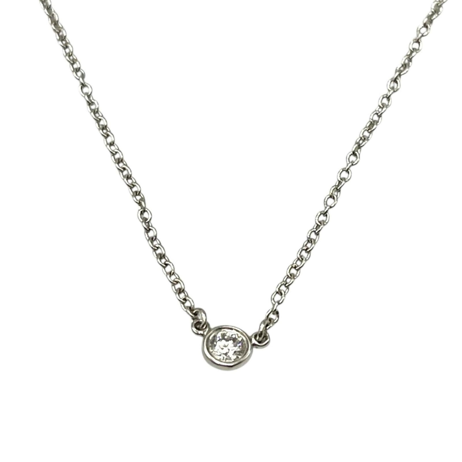 Women's Tiffany & Co. Necklace by the Yard Pt950 Platinum/ Diamond: Women's Tiffany & Co. Necklace by the Yard Pt950 Platinum/ Diamond A stunning Tiffany & Co. platinum necklace, adorned with 3mm diamonds, adds a touch of elegance to any outfit. With its classic desig