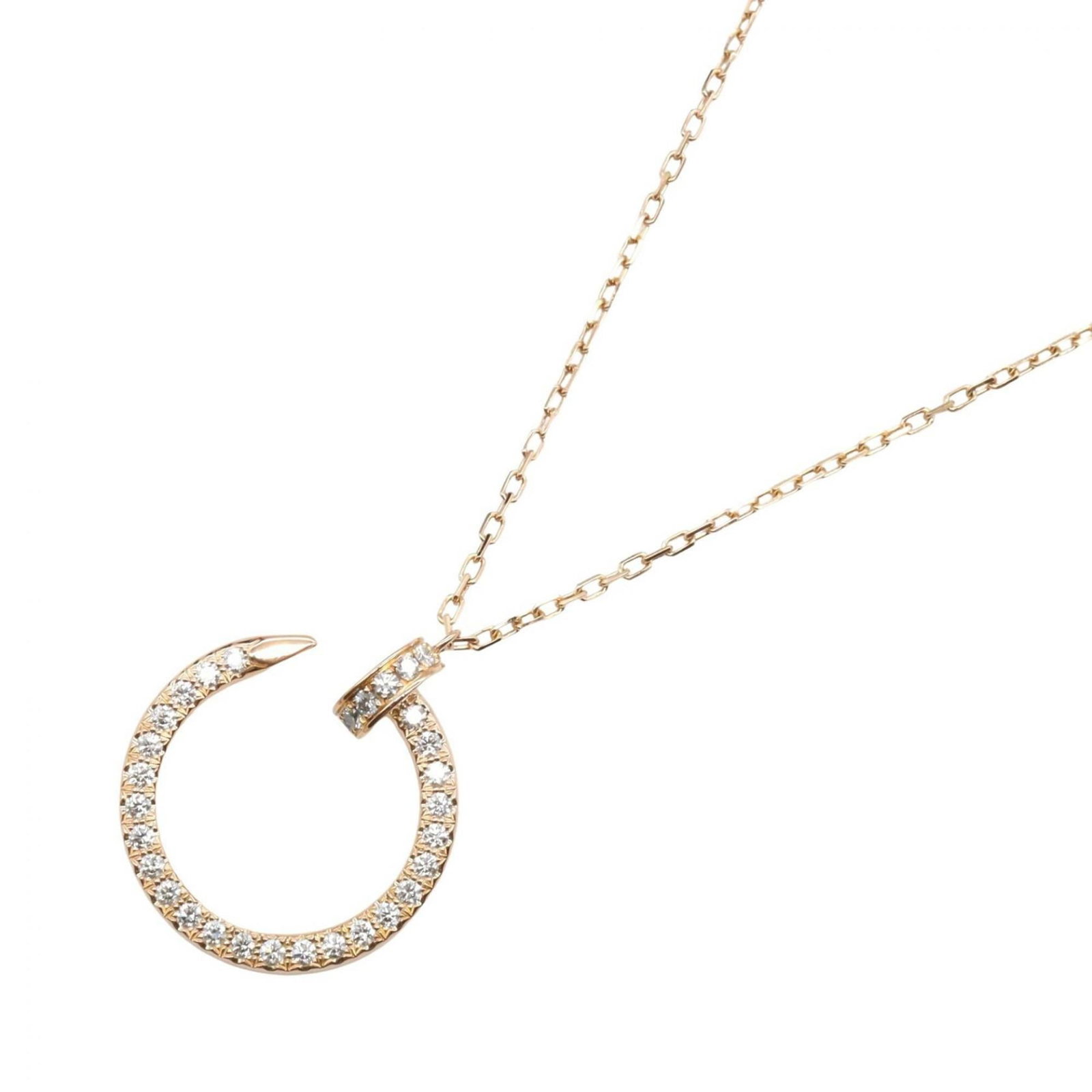 B7224893 - Cartier Juste un Clou Diamond Necklace - 18K Pink Gold with Diamonds - Women's - and: B7224893 - Cartier Juste un Clou Diamond Necklace - 18K Pink Gold with Diamonds - Women's - and Clear Elegance meets sophistication with the Cartier Juste un Clou Diamond Necklace, a timeless masterpi