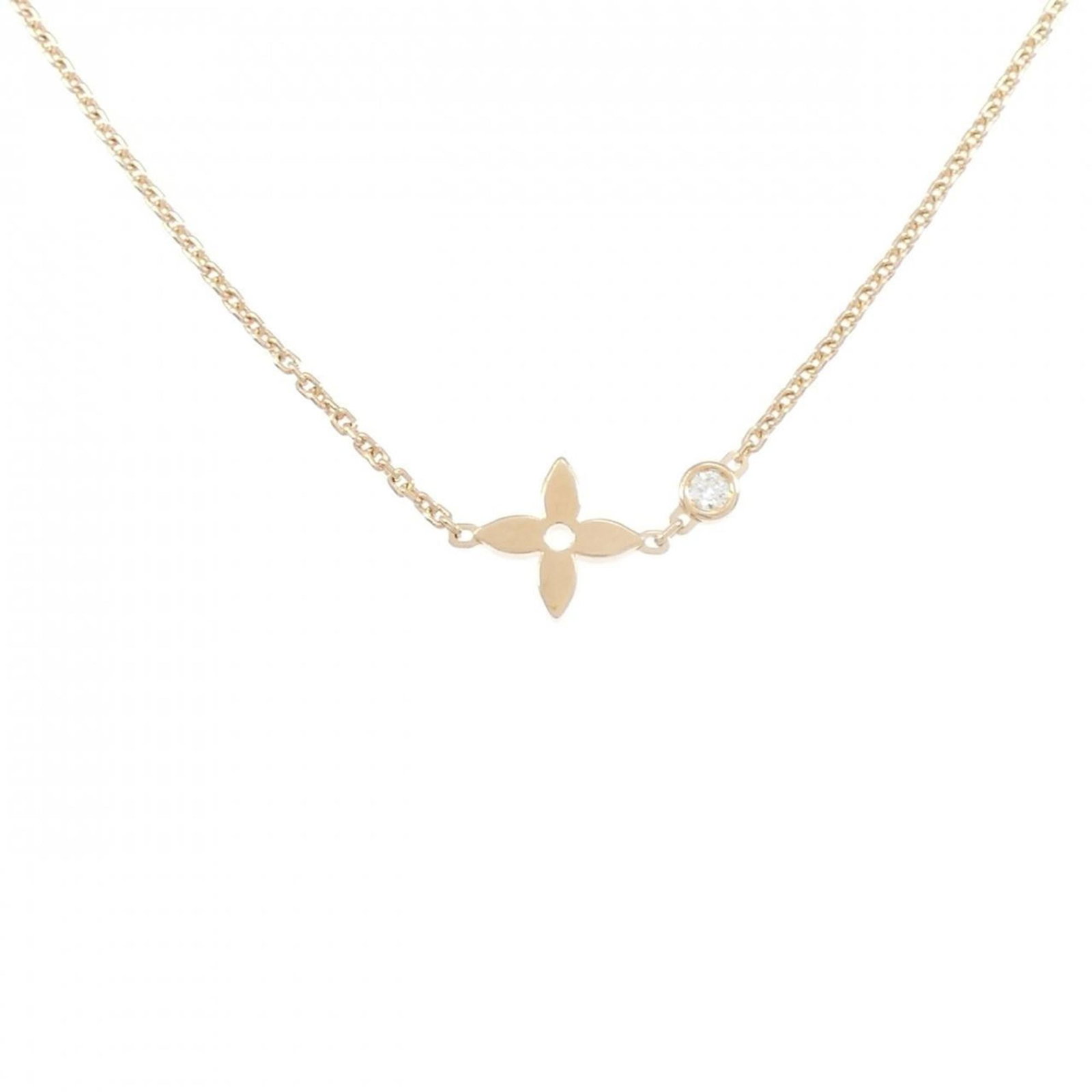 Louis Vuitton Monogram Idylle Pendant Necklace: Louis Vuitton Monogram Idylle Pendant Necklace Elevate your elegance with the iconic Louis Vuitton Monogram Idylle Pendant Necklace, crafted from 18K pink gold and adorned with a stunning diamond. Thi