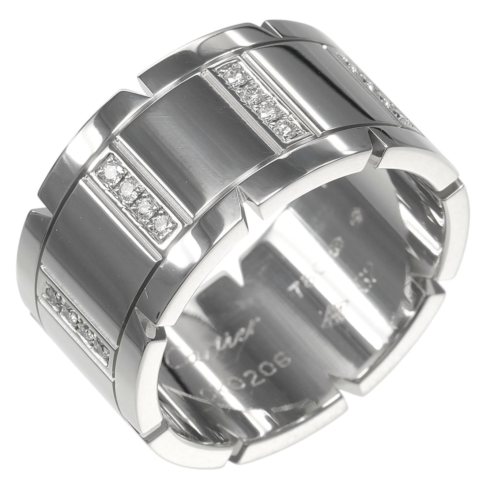 Ring Cartier Band: Ring Cartier Band Elegant and sophisticated, this 18K white gold Cartier band ring boasts a sleek design with a subtle diamond accent, adding a touch of luxury to any outfit. With its slim profile and