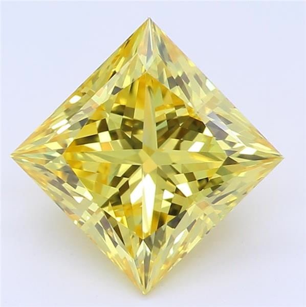 IGI Princess 1.55ct Fancy Vivid Yellow VVS2 Loose Lab Diamond: IGI Princess 1.55ct Fancy Vivid Yellow VVS2 Loose Lab Diamond A standout in the world of lab-grown diamonds, this 1.55ct Fancy Vivid Yellow VVS2 Loose Lab Diamond boasts exceptional clarity and color,