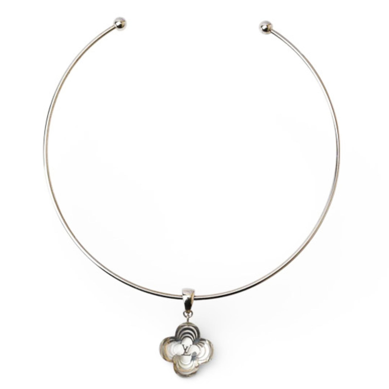 Women's Louis Vuitton Collier Alafolie Choker Pendant Silver Flower Necklace M65667: Women's Louis Vuitton Collier Alafolie Choker Pendant Silver Flower Necklace M65667 Elevate your style with this stunning Louis Vuitton Collier Alafolie choker pendant necklace, featuring a sleek silv