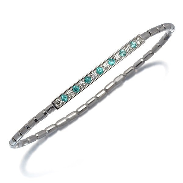 Platinum Paraiba Tourmaline 0.26Ct Diamond One Size Fits All Bracelet 950 850: Platinum Paraiba Tourmaline 0.26Ct Diamond One Size Fits All Bracelet 950 850 Elevate your style with this stunning Platinum Paraiba Tourmaline 0.26Ct Diamond One Size Fits All Bracelet, crafted from