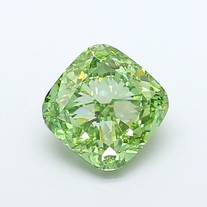 Loose Lab Diamond - IGI Cushion Modified 4.27ct Fancy Vivid Green VVS2: Loose Lab Diamond - IGI Cushion Modified 4.27ct Fancy Vivid Green VVS2 Experience the rarity of nature's most vibrant gemstone with this stunning 4.27ct Fancy Vivid Green lab diamond, certified by