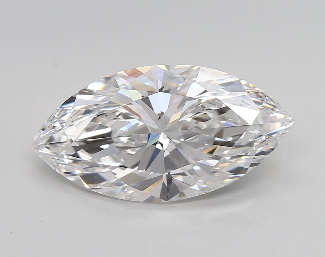 IGI Marquise 3.95ct D VVS2 Loose Lab Diamond: IGI Marquise 3.95ct D VVS2 Loose Lab Diamond A stunning IGI-certified marquise lab diamond, weighing 3.95 carats and boasting exceptional clarity with a VVS2 grade, this rare gem shines bright in its