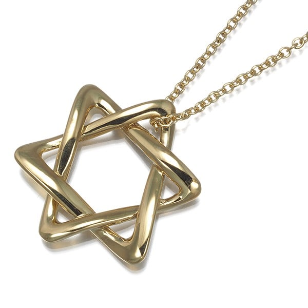 Tiffany & Co. Star of David 18k Yellow Gold Necklace: Tiffany & Co. Star of David 18k Yellow Gold Necklace Elegant and understated, the Tiffany & Co. Star of David 18k Yellow Gold Necklace is a masterful blend of classic design and subtle sophistication.