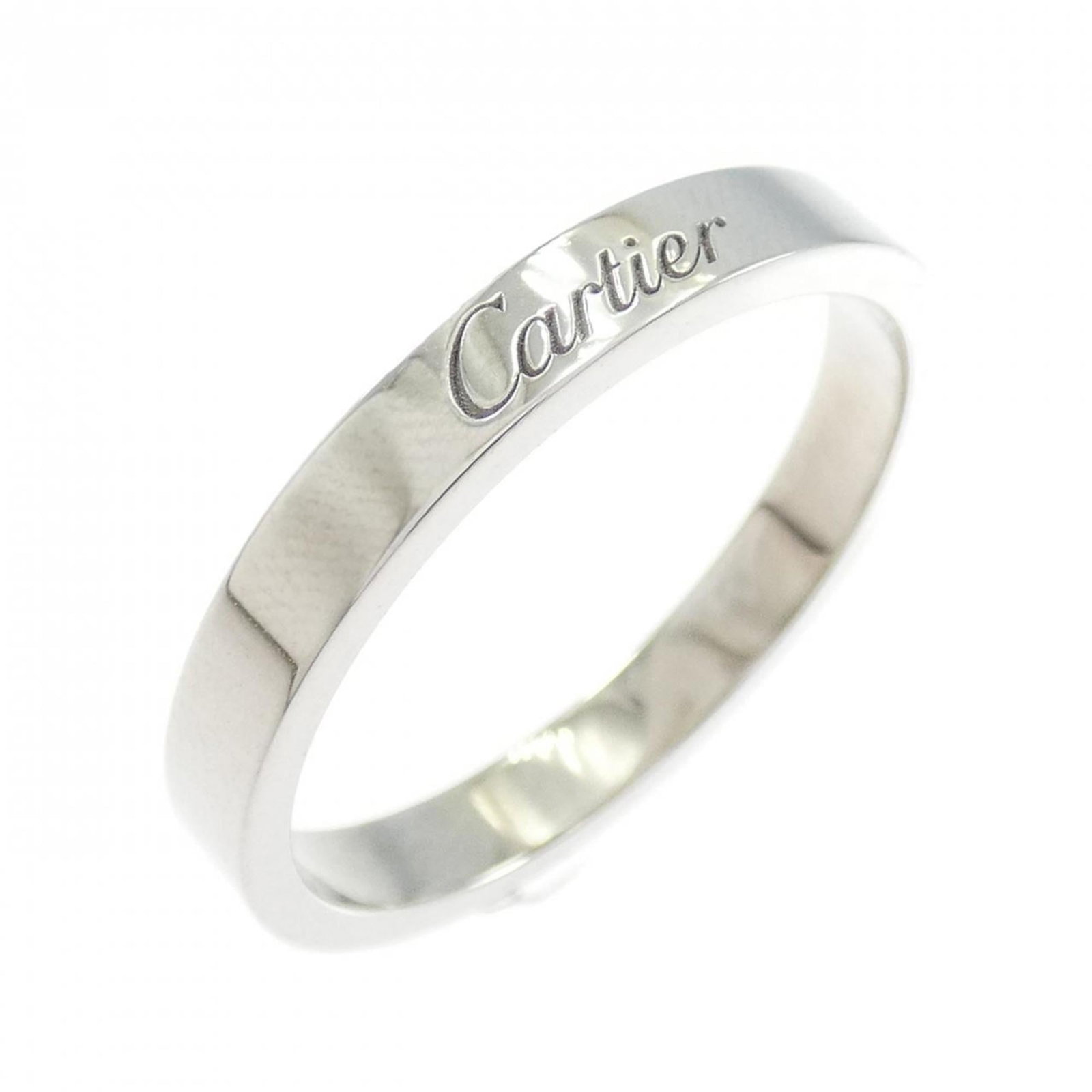 Cartier Platinum 950 Band Ring: Cartier Platinum 950 Band Ring A sleek and sophisticated platinum band ring from Cartier, this 9.5 US size piece boasts a slender 3mm width and weighs just 0.2oz, making it a comfortable and understat