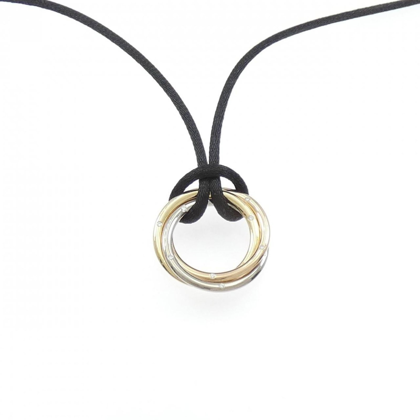 Necklace Cartier Trinity Medium: Necklace Cartier Trinity Medium A stunning Cartier Trinity necklace, crafted in 18K pink gold and adorned with a beautiful diamond pendant, adds a touch of timeless elegance to any outfit. The classic