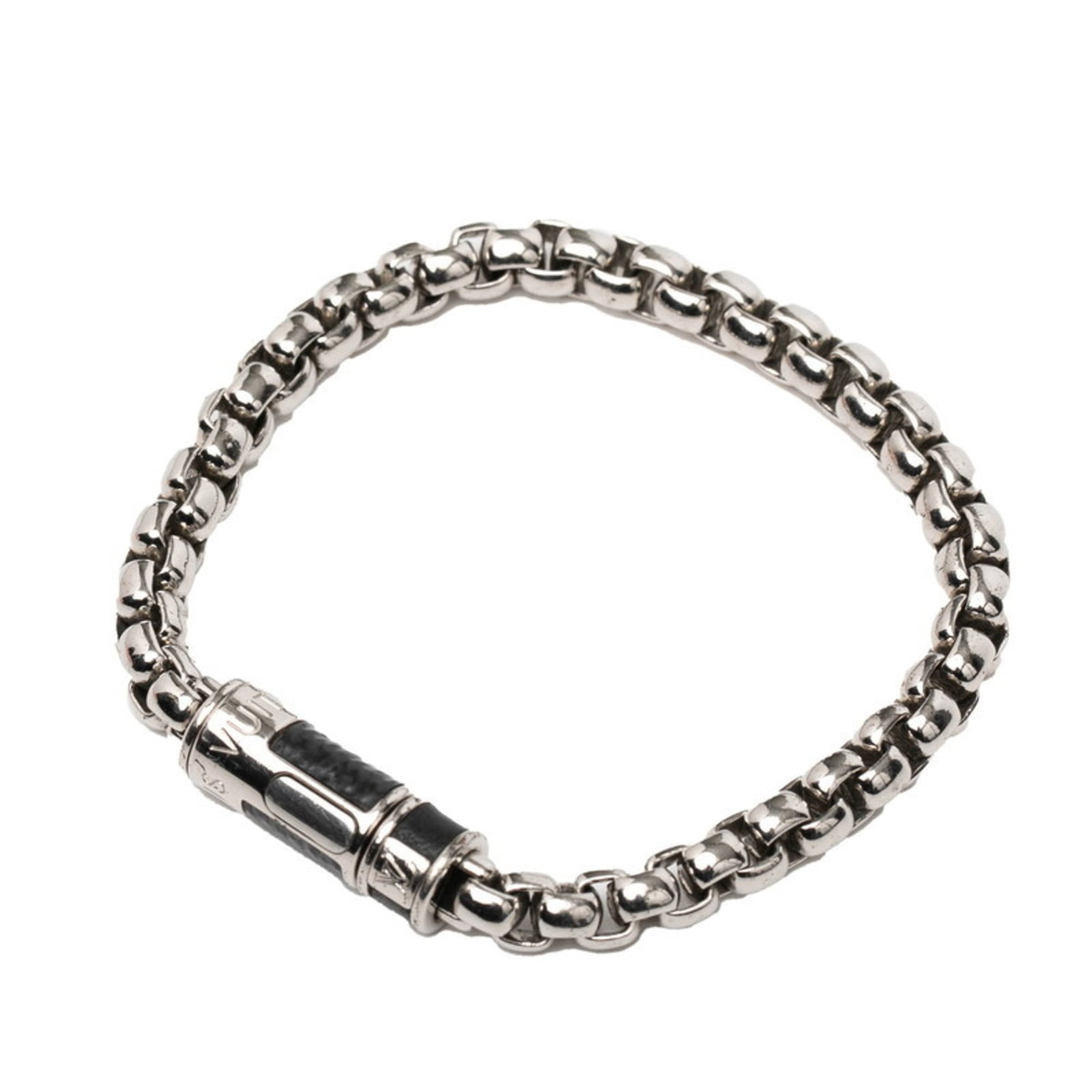 Louis Vuitton Charm Metal Bracelet: Louis Vuitton Charm Metal Bracelet A sleek and sophisticated accessory for the modern man, this Louis Vuitton charm metal bracelet boasts a timeless design with a touch of luxury. With its durable